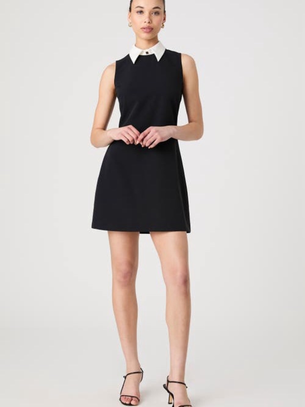 French Connection Black Mini Dress with White Collar